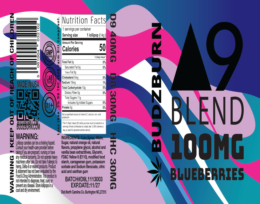 DELTA 9 THC LOLLIPOPS - 100MG - 20 Count